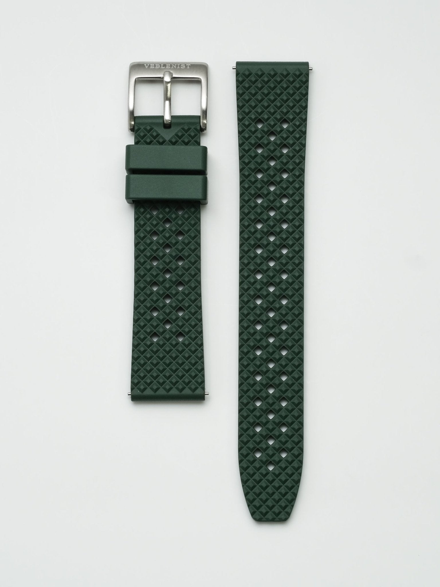 Green Perforated FKM Rubber Watch Strap – VEBLENIST