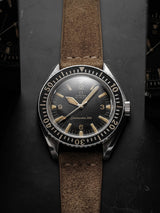 omega seamaster 300 sword hands veblenist watch strap leather cigar brown suede