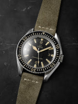 omega seamaster 300 sword hands veblenist watch strap leather reseda green suede