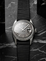 rolex datejust 1603 veblenist watch strap leather carbon black ridge