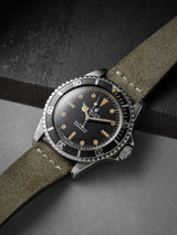 rolex submariner 5513 pumpkin veblenist watch strap leather reseda green suede