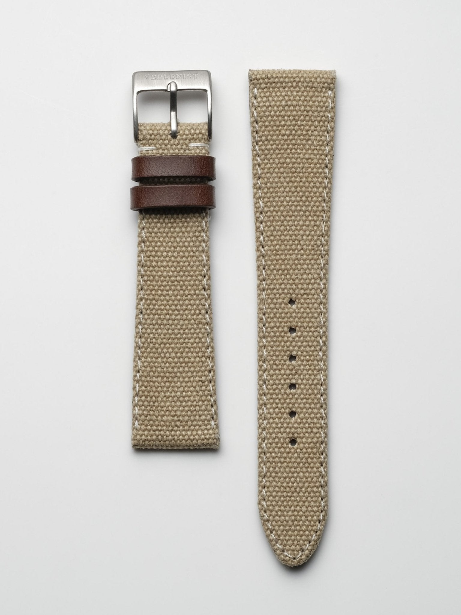 VEBLENIST Canvas Watch Strap 18mm - Regular Length - Desert Tan