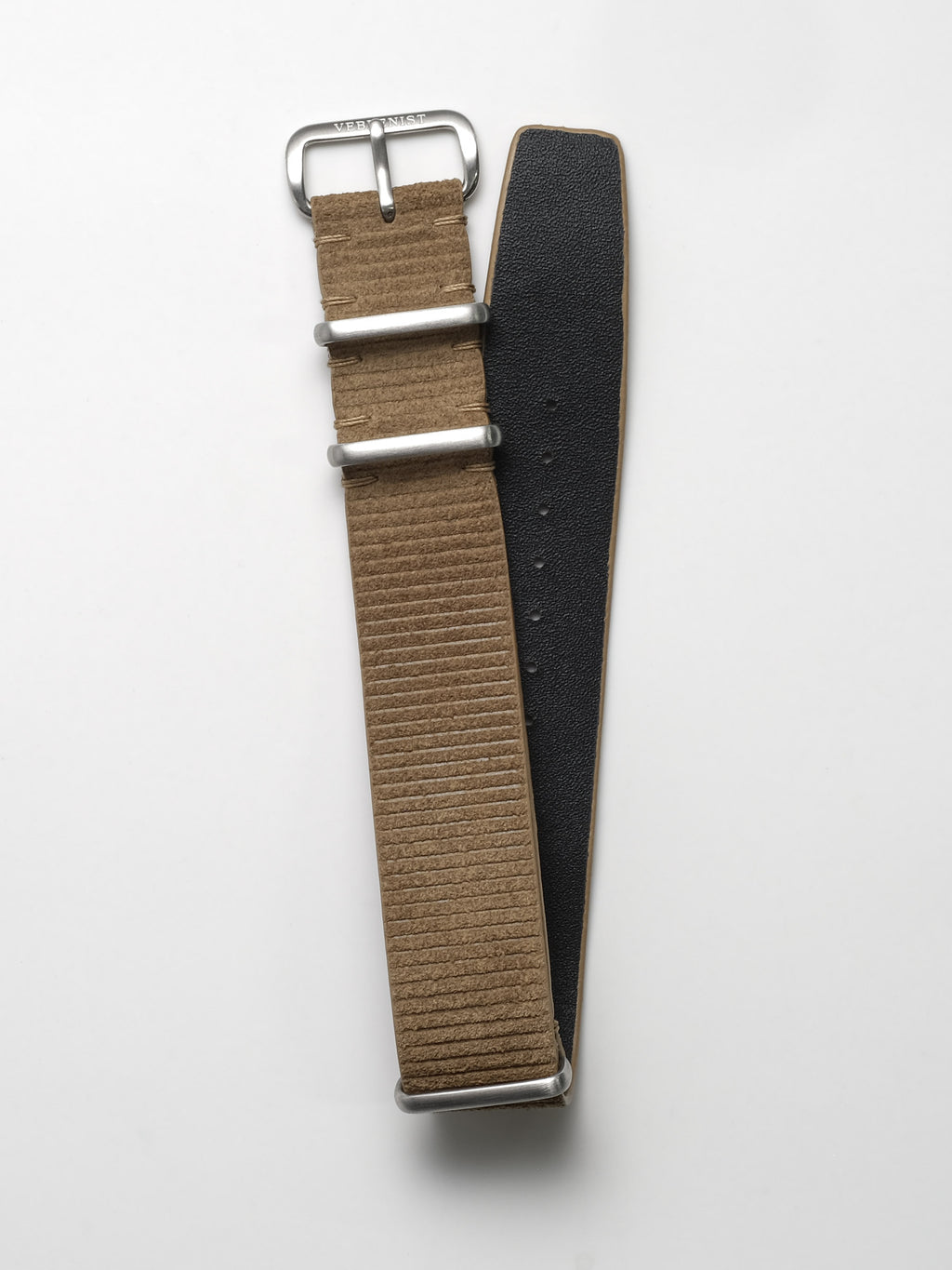 Cigar Brown Ridged Suede NATO Single-Piece Leather Watch Strap