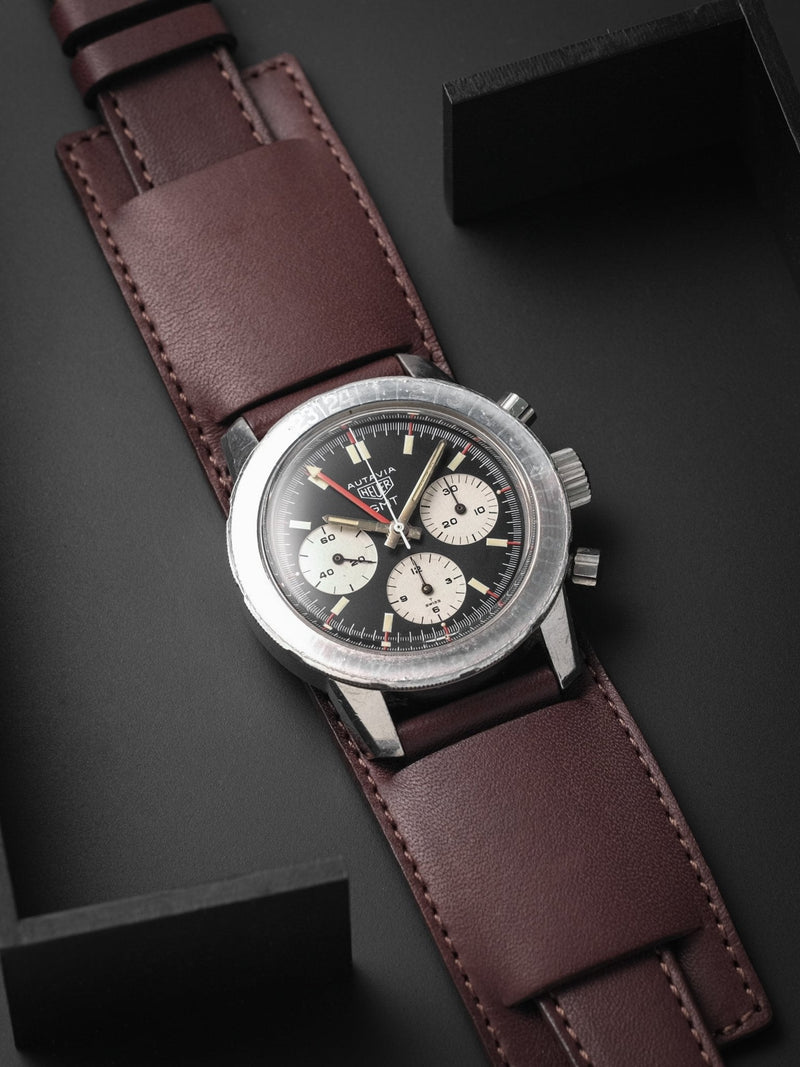 heuer autavia 2446 gmt veblenist watch strap leather mahogany bund