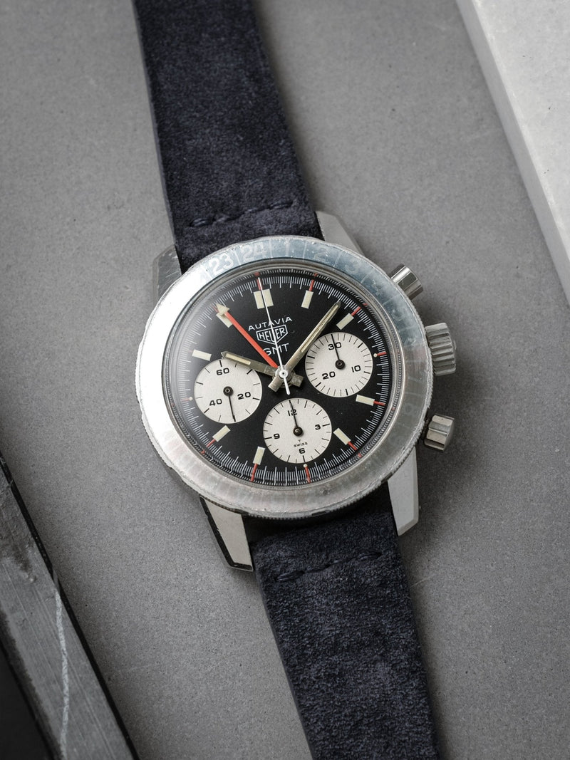 heuer autavia 2446 gmt veblenist watch strap leather petrol blue suede