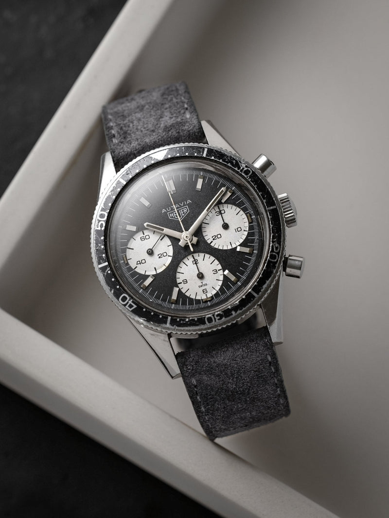 heuer autavia 2446 veblenist watch strap leather space grey suede