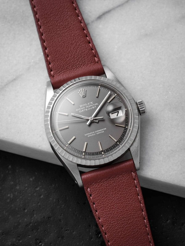 rolex datejust 1603 veblenist watch strap leather bordeaux calfskin