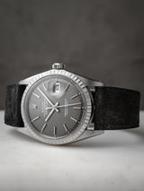 rolex datejust 1603 veblenist watch strap leather noir suede