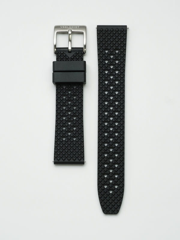 Black Perforated FKM Rubber Strap