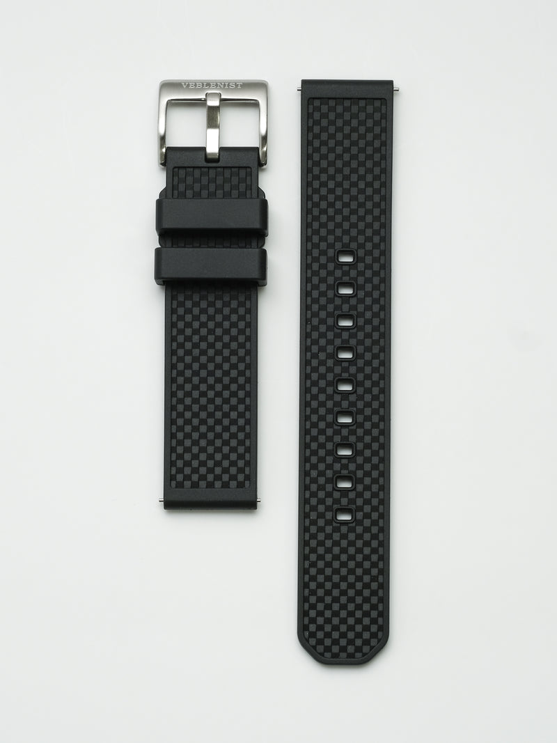 Black Textured FKM Rubber Strap