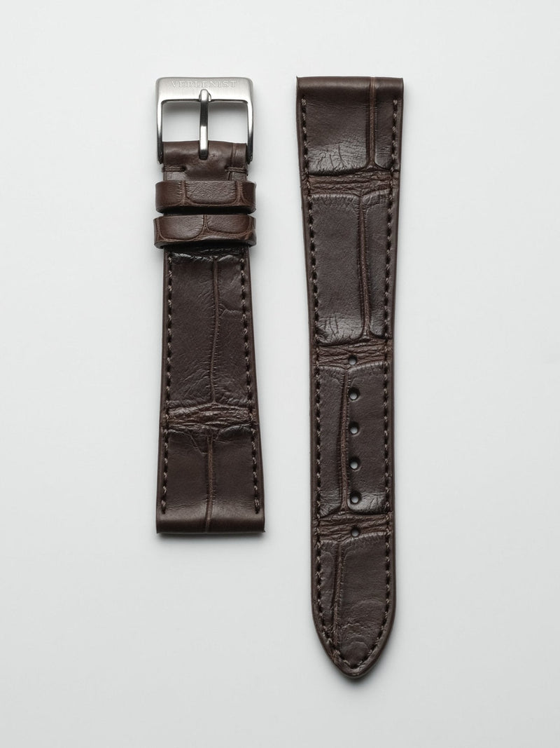 watch strap leather bistre brown alligator