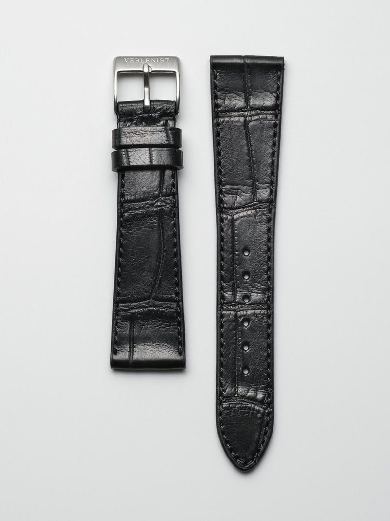 watch strap leather black alligator