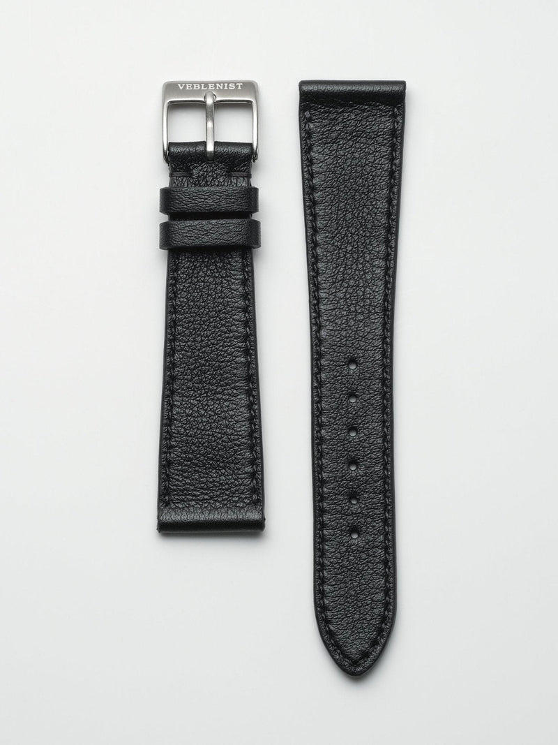 watch strap leather black calfskin