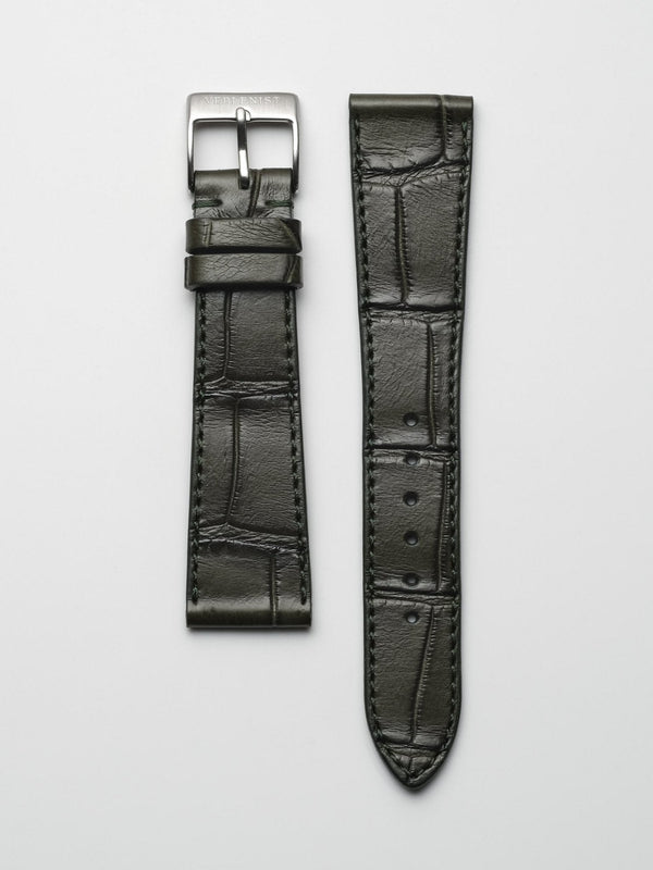 watch strap leather forest green alligator