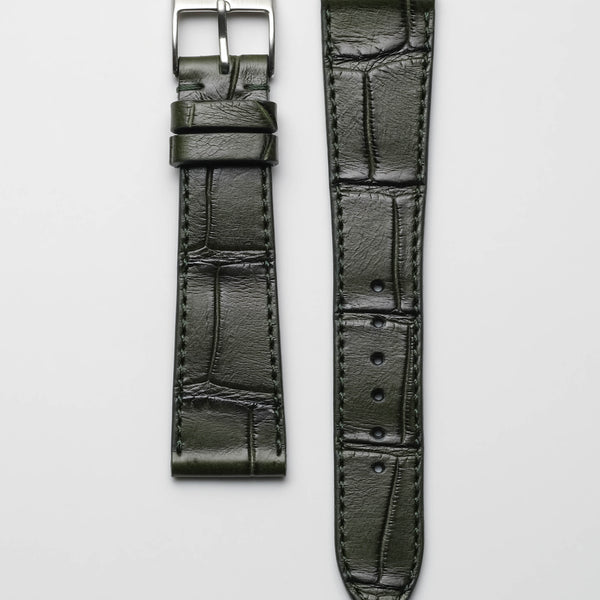 Matte Forest Green Alligator Leather Watch Strap | Handcrafted in