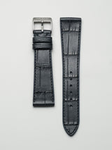 watch strap leather navy blue alligator