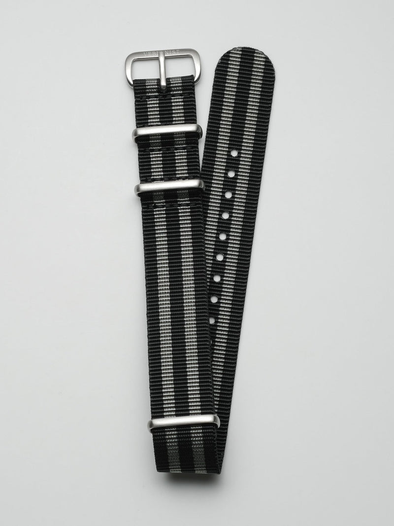 Black and Grey Striped Nylon Single-Piece