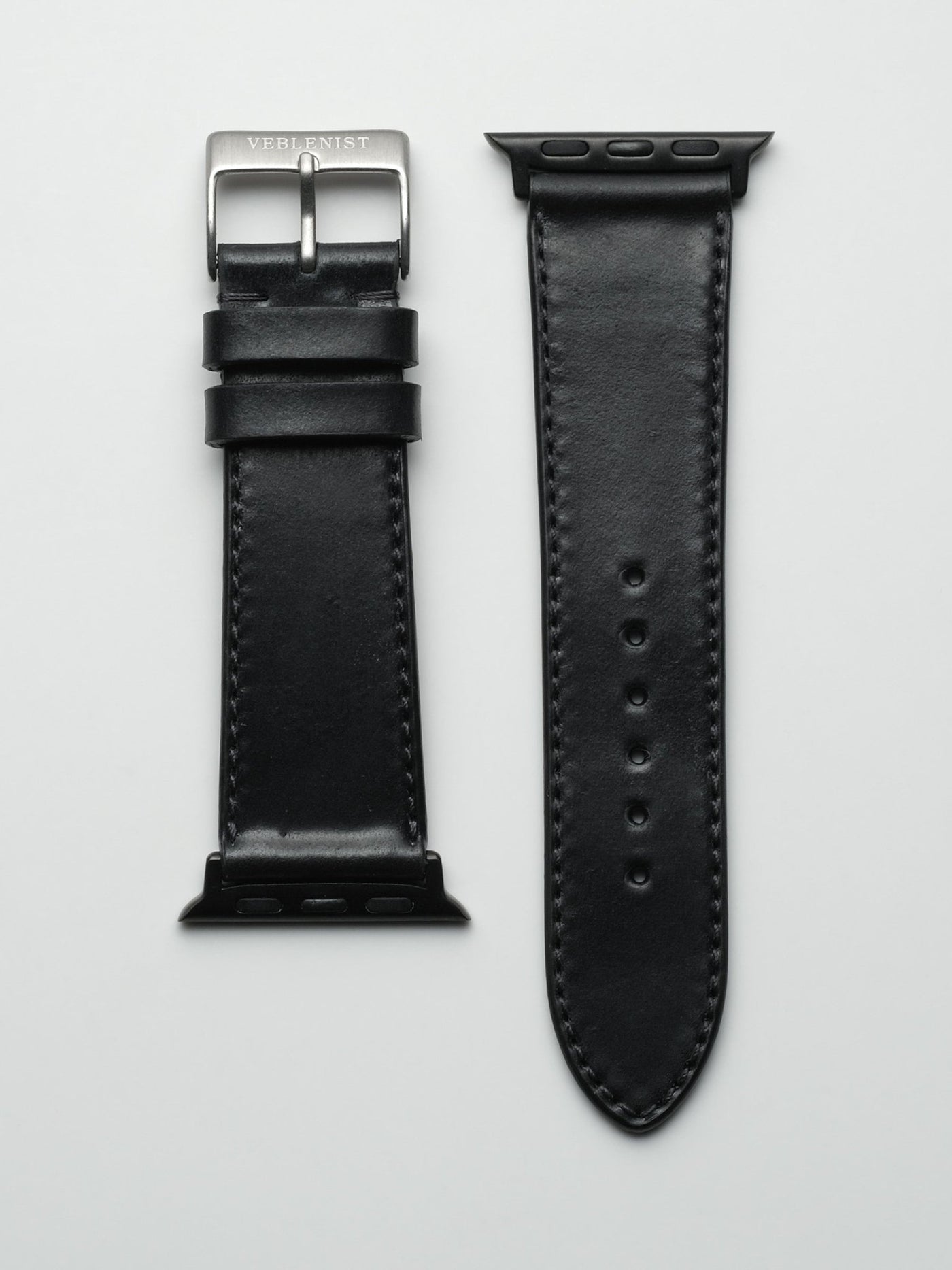 VEBLENIST Leather Watch Strap 22mm Short Length Black Horween Shell Cordovan Band for Apple Watch Series SE Ultra 40mm 41mm 44mm 45mm