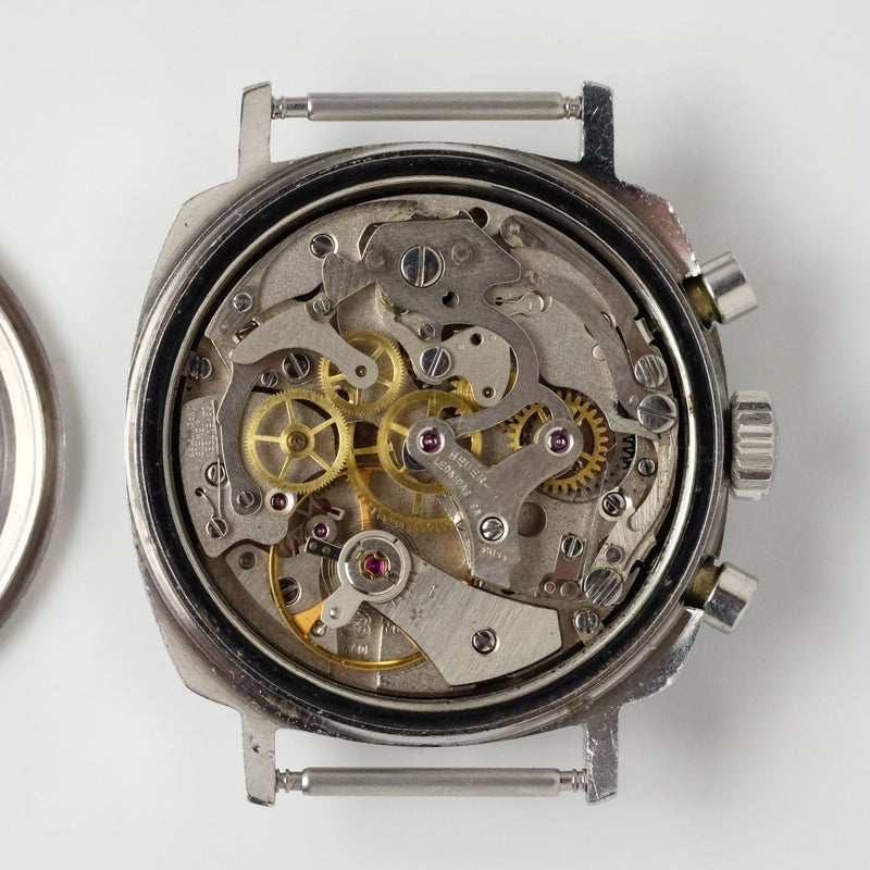 Heuer Camaro chronograph stainless steel gentleman's wristwatch, ref. 9220  S, circa late 1960s, serial no. 99xxx, circular silvered 'T Swiss' dial  with applied baton markers, chronograph centre seconds, twin subsidiary  dials, signed