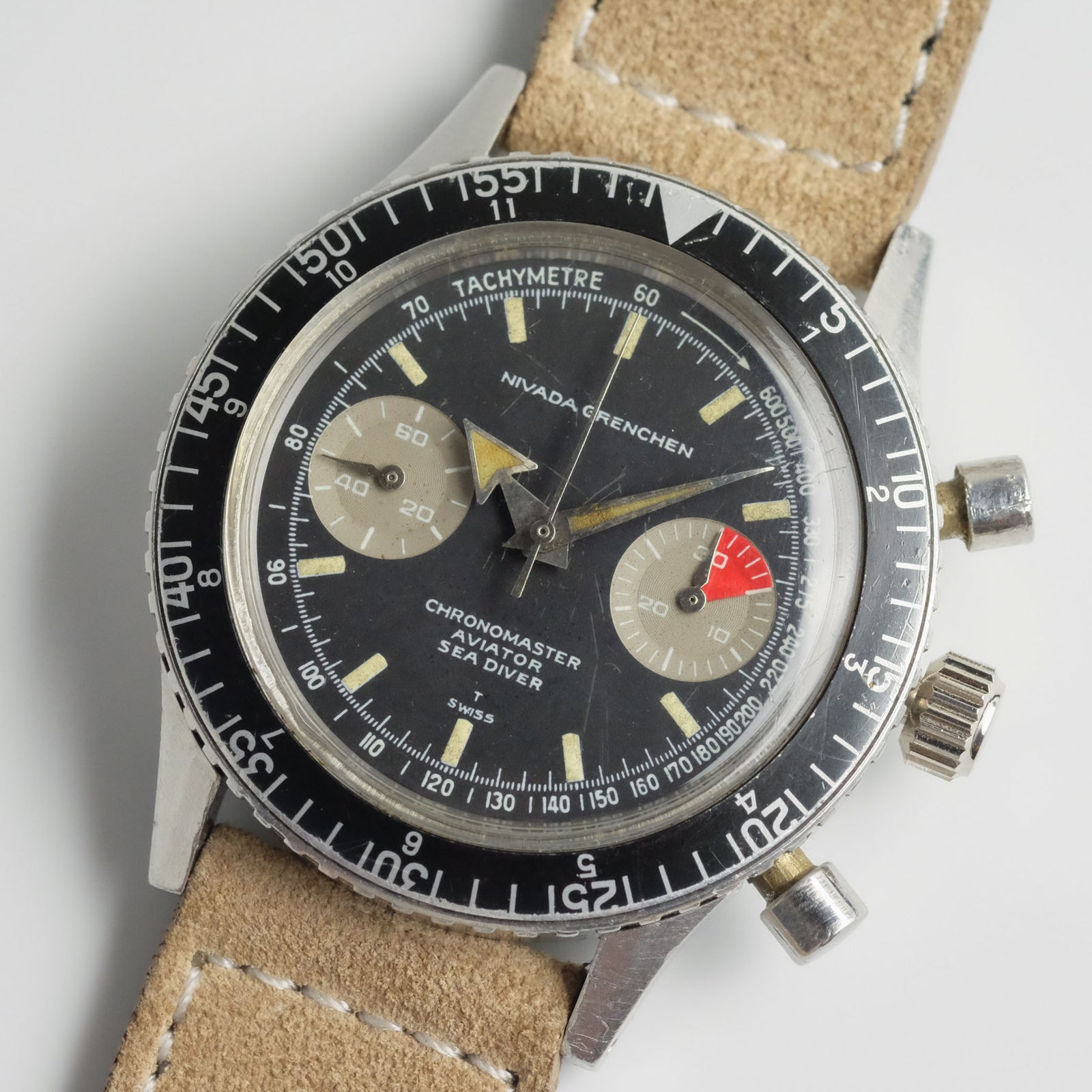 Nivada Grenchen Chronomaster Aviator Sea Diver with Grey Subdials