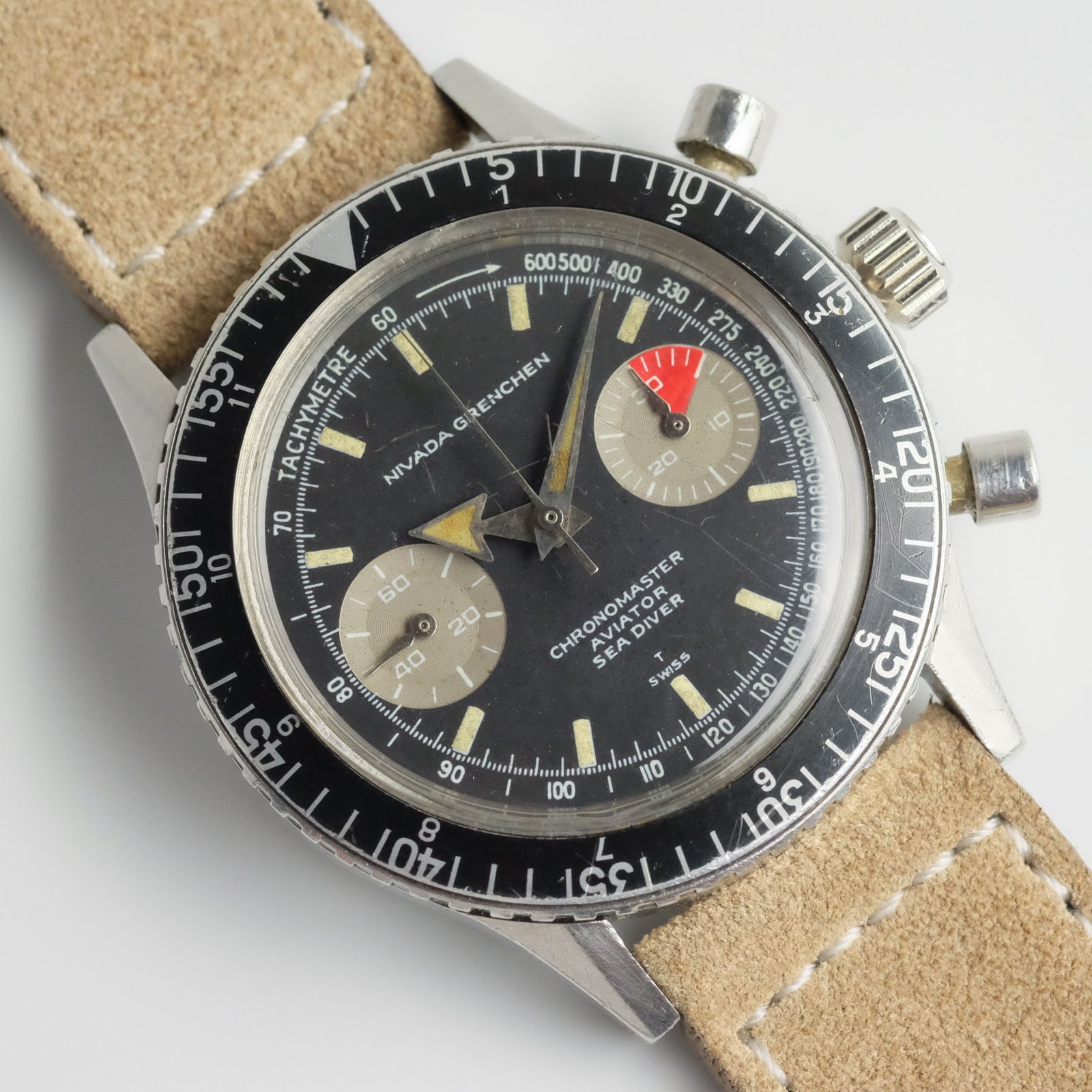 Nivada Grenchen Chronomaster Aviator Sea Diver with Grey Subdials