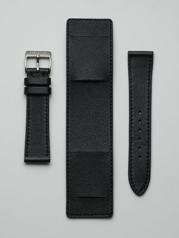 watch strap leather black bund