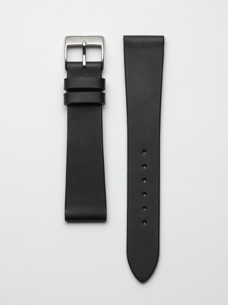 watch strap leather black rubberized