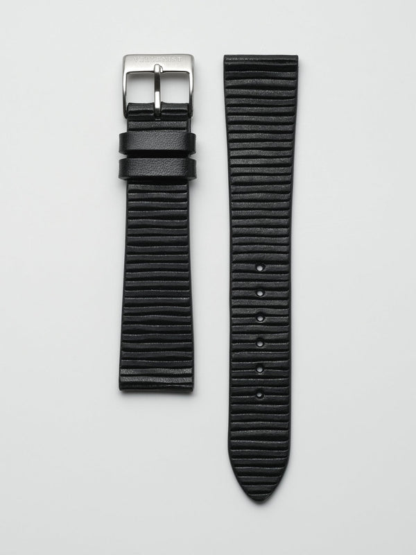 watch strap leather carbon black ridge