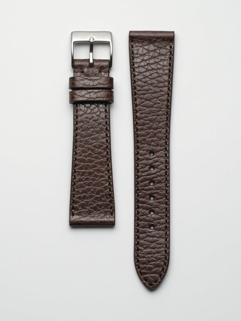 watch strap leather chocolate pebbled