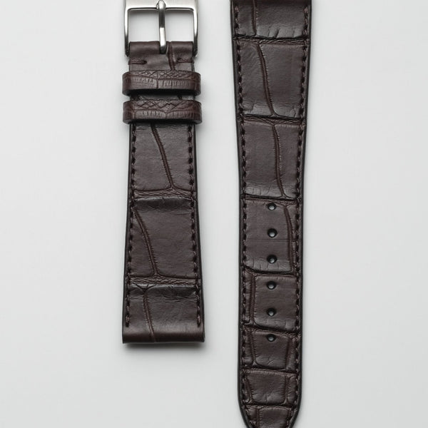 Matte Dark Brown Alligator Leather Watch Strap | Veblenist  display picture 3