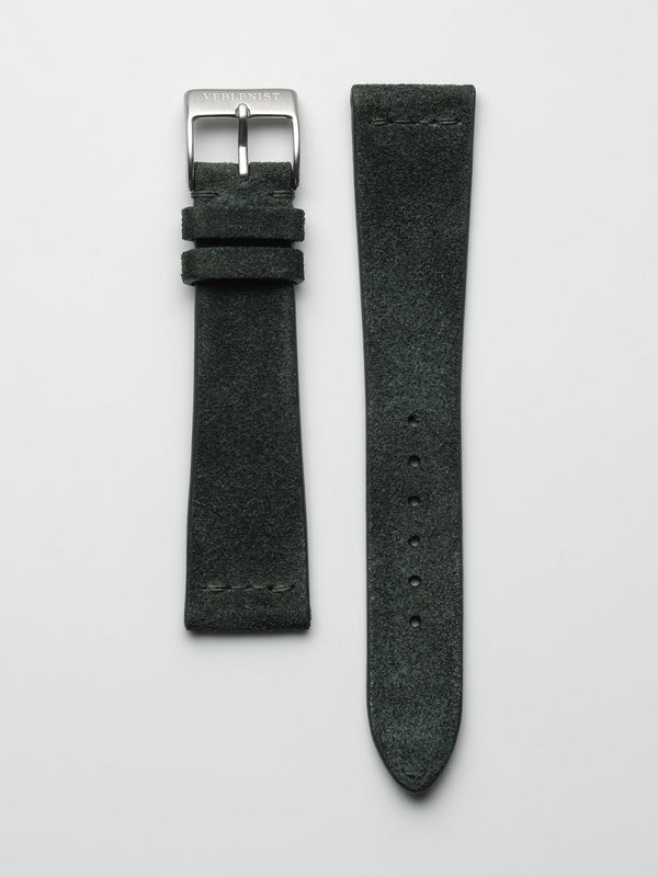 watch strap leather dark green suede