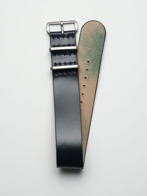 watch strap leather nato navy blue shell cordovan single pass
