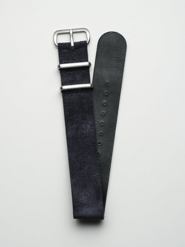 watch strap leather nato navy blue suede single pass