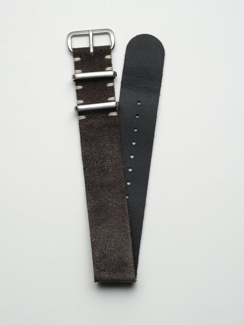 watch strap leather nato pointe grey suede single pass