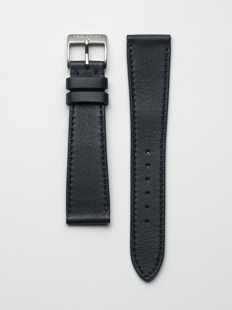 watch strap leather navy blue calfskin