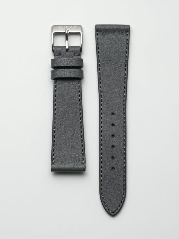 watch strap leather steel grey calfskin