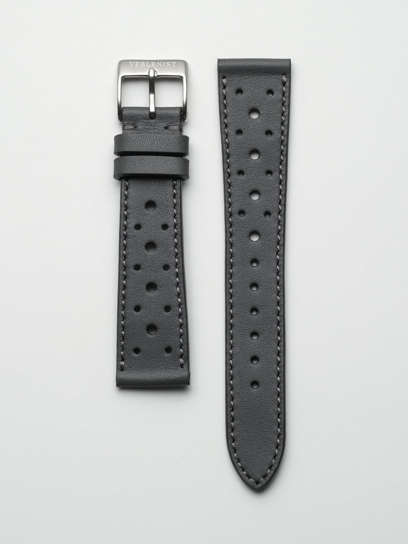 watch strap leather steel grey racing