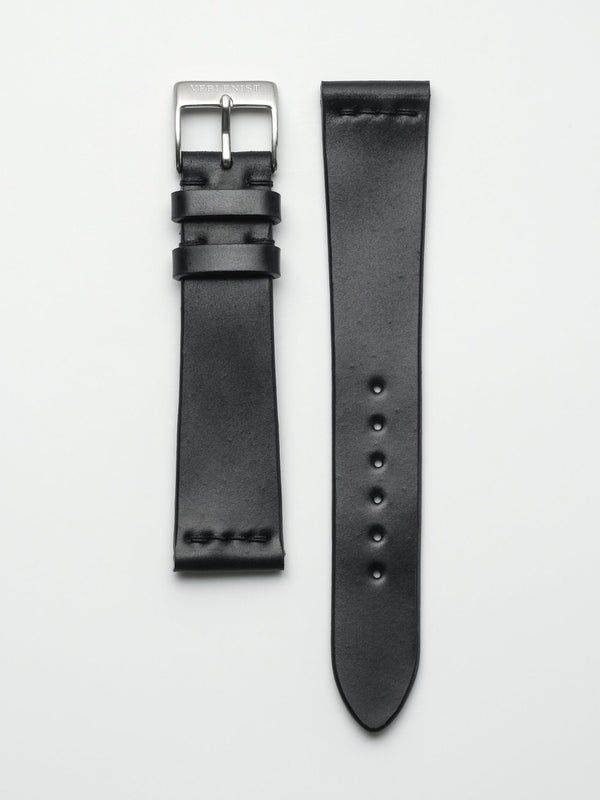 watch strap leather unlined black shell cordovan