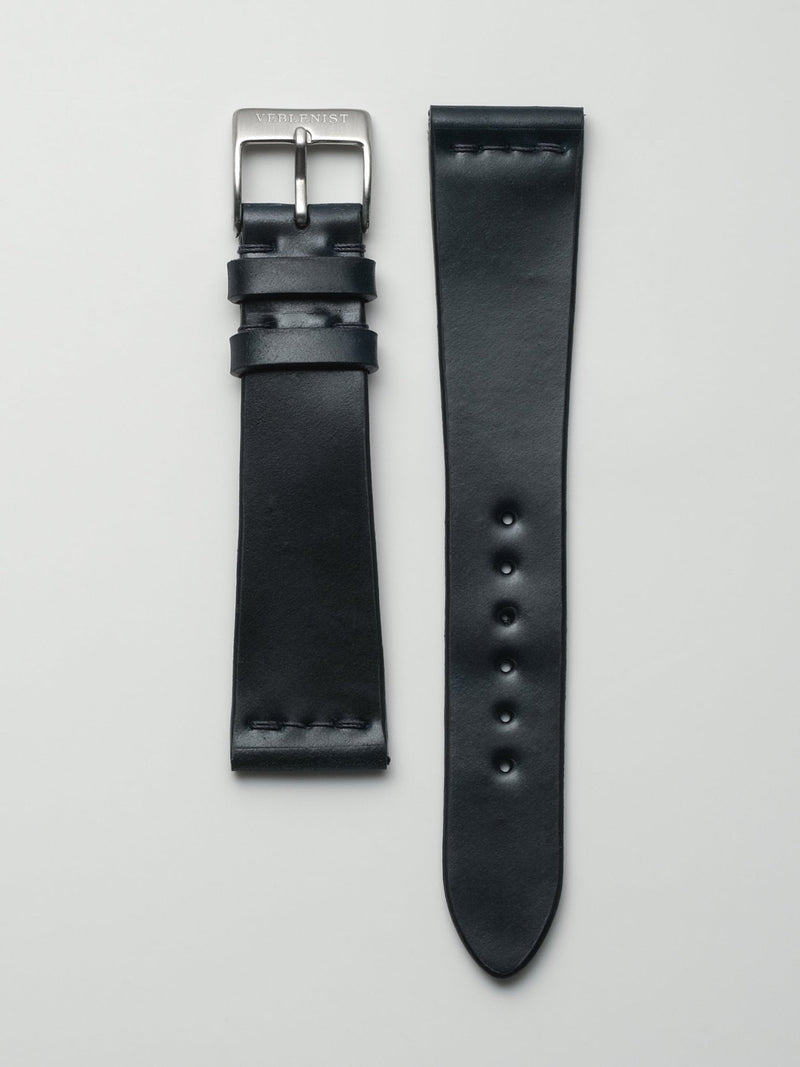 watch strap leather unlined navy blue shell cordovan